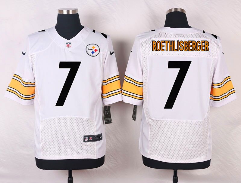 Men's Pittsburgh Steelers #7 Ben Roethlisberger White Stitched NFL Elite Jersey